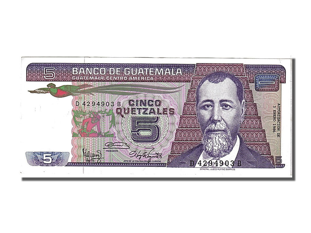 Guatemala, 5 Quetzales, 1986, KM #67, UNC(60-62), DB