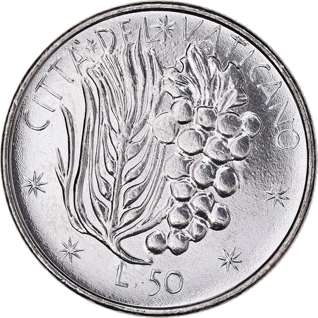 Monnaie, Cité du Vatican, Paul VI, 50 Lire, 1977, Roma, FDC, Acier inoxydable