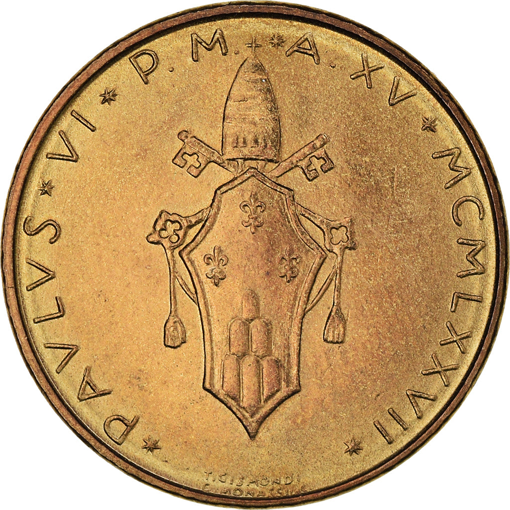 Coin, VATICAN CITY, Paul VI, 20 Lire, 1977, Roma, MS(65-70), Aluminum-Bronze