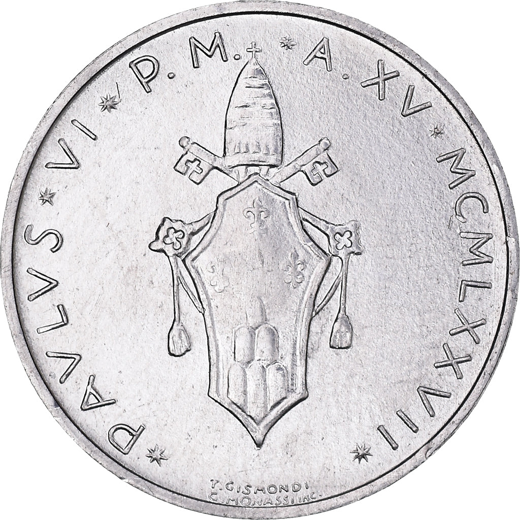 Monnaie, Cité du Vatican, Paul VI, 5 Lire, 1977, FDC, Aluminium, KM:118