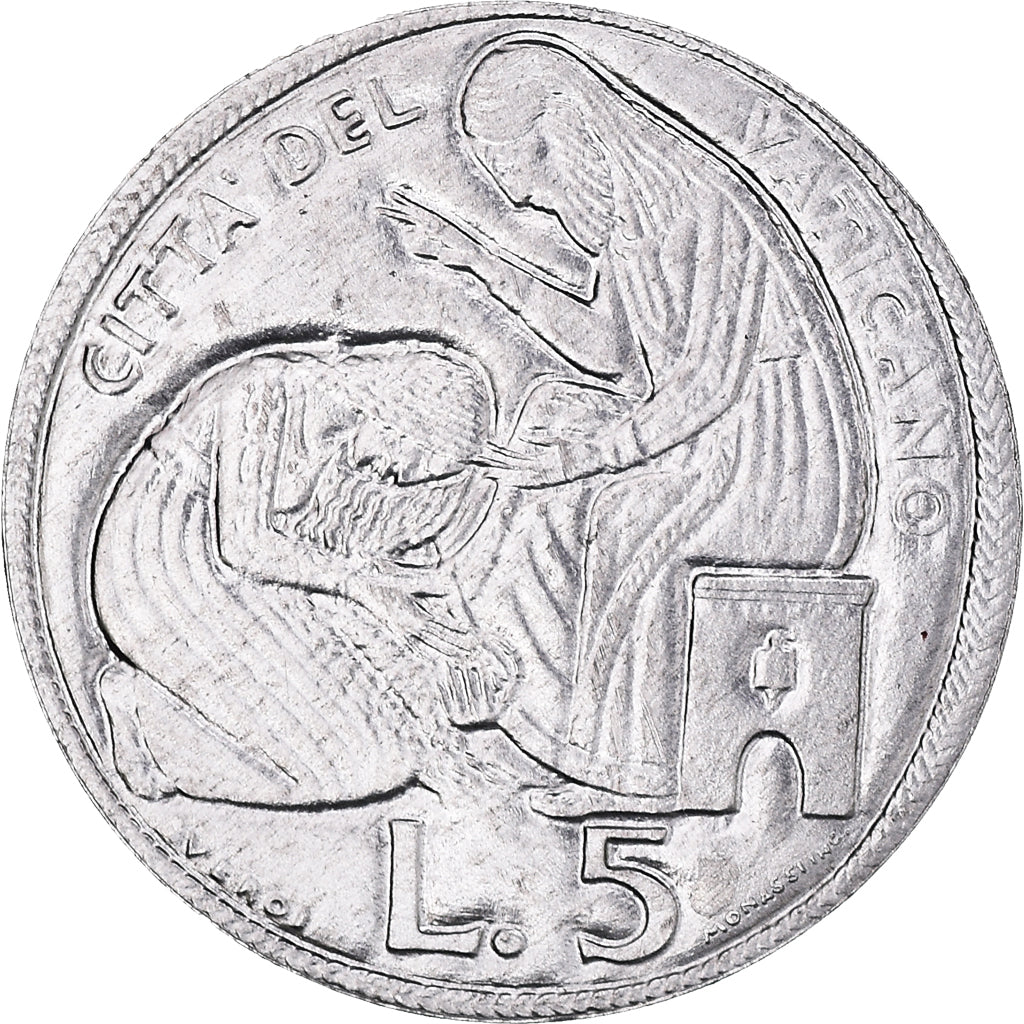 Münze, Vatikanstadt, Paul VI, 5 Lire, 1975, STGL, Aluminium, KM:126