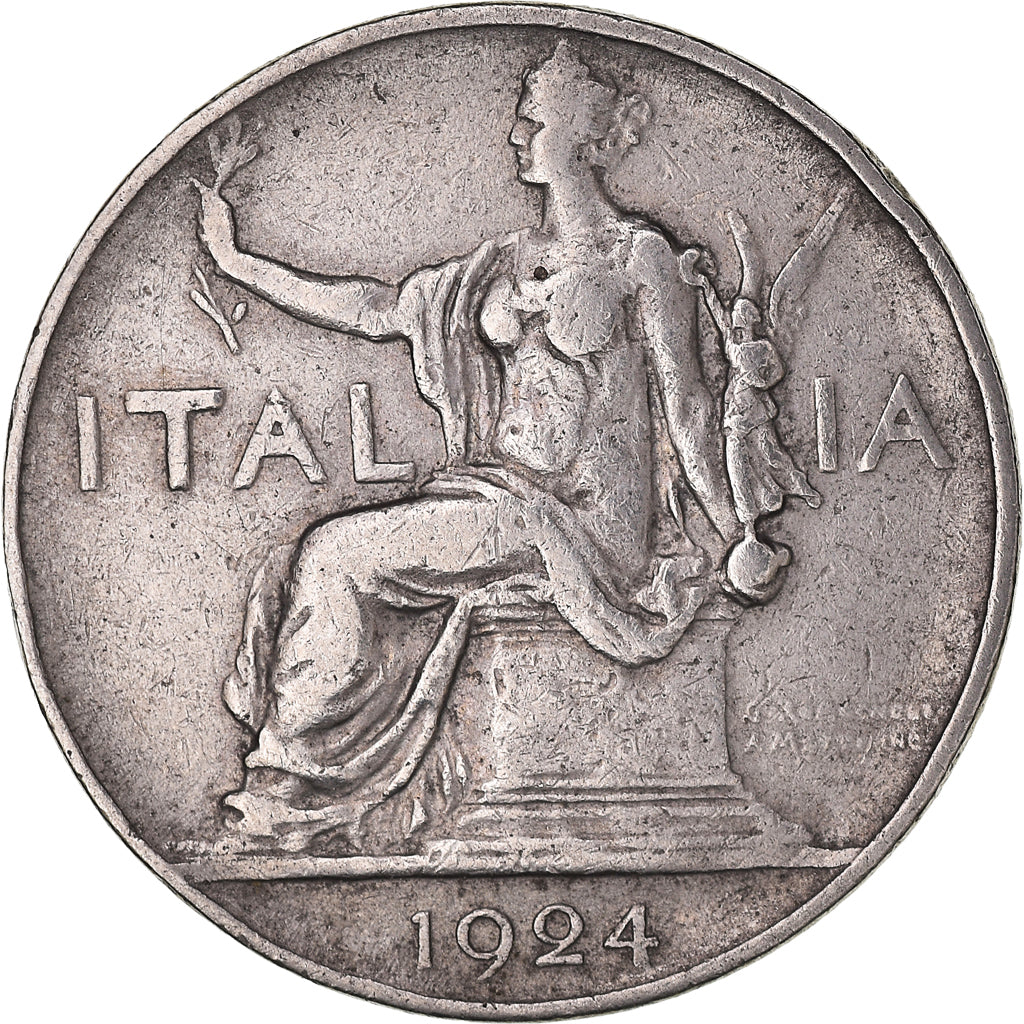 Munten, Italië, Vittorio Emanuele III, Lira, 1924, Rome, FR, Nickel, KM:62