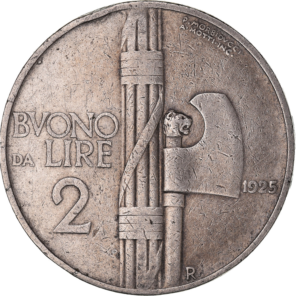 Coin, Italy, Vittorio Emanuele III, 2 Lire, 1925, Rome, VF(30-35), Nickel, KM:63