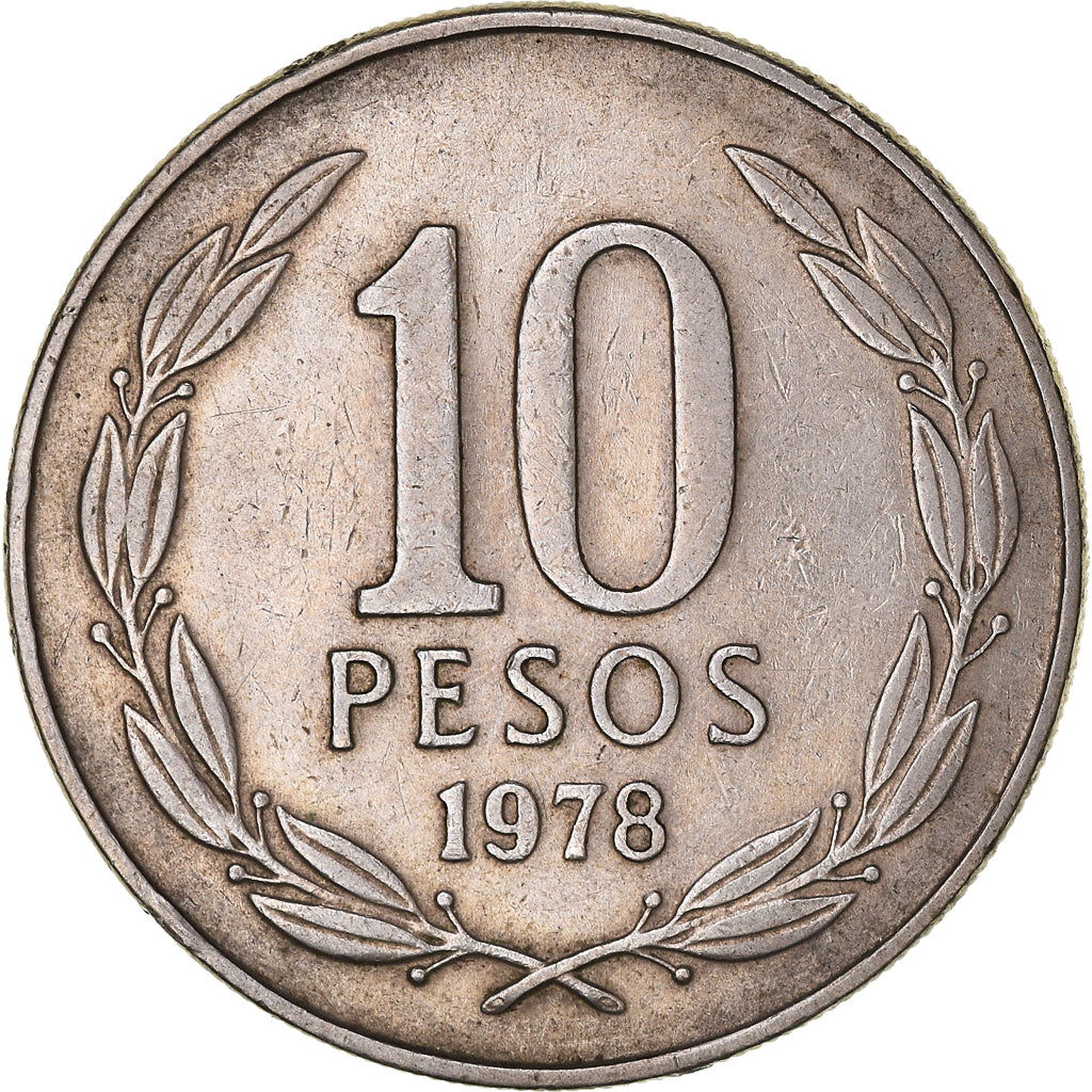 Coin, Chile, 10 Pesos, 1978, EF(40-45), Copper-nickel, KM:210