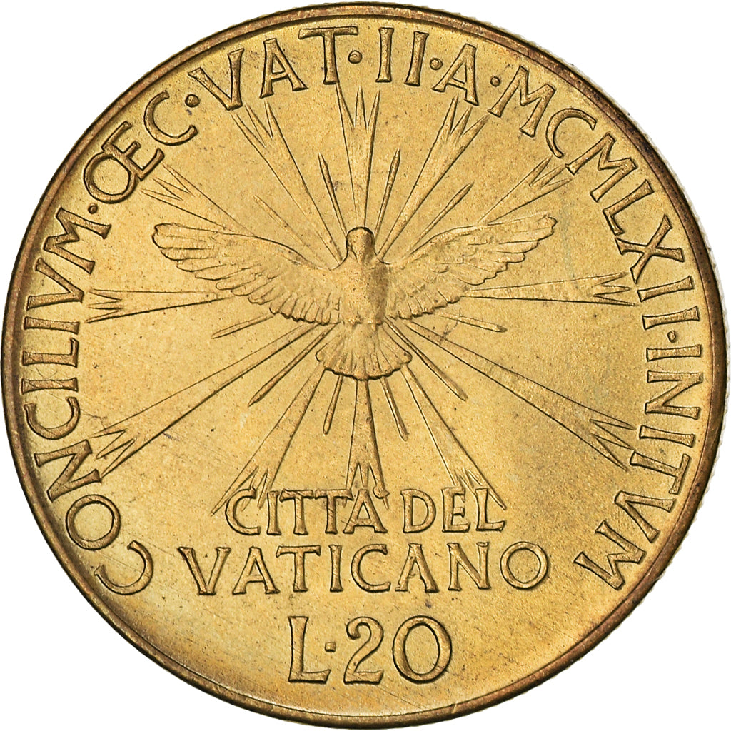 Moneda, CIUDAD DEL VATICANO, John XXIII, 20 Lire, 1962, FDC, Aluminio - bronce