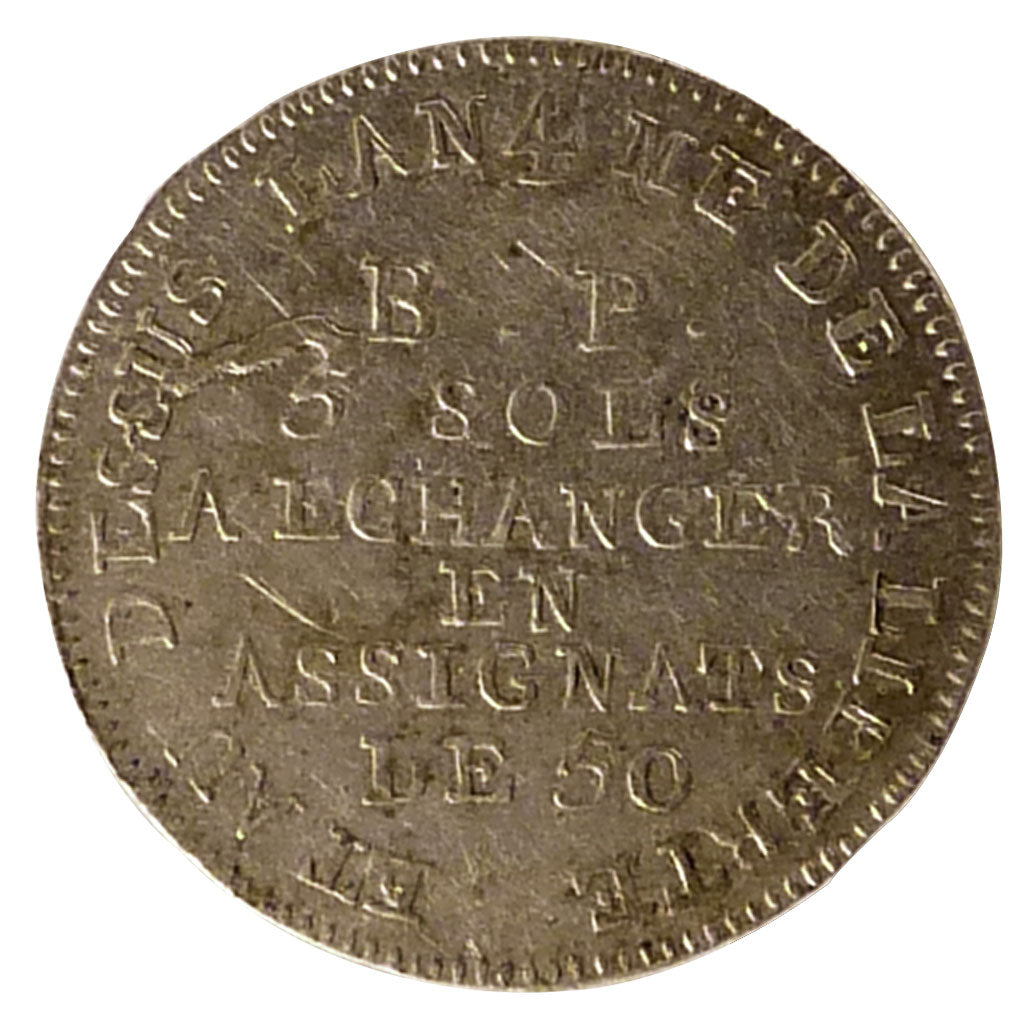 FRANCE, 5 Sols, 1792, Paris, AU(55-58), Silver, Brandon #241b, 0.70