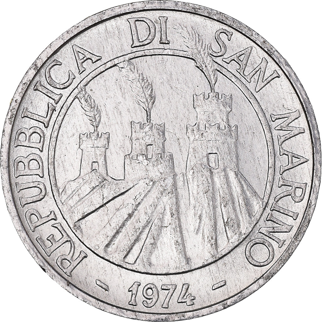 Coin, San Marino, 5 Lire, 1974, Rome, EF(40-45), Aluminum, KM:32