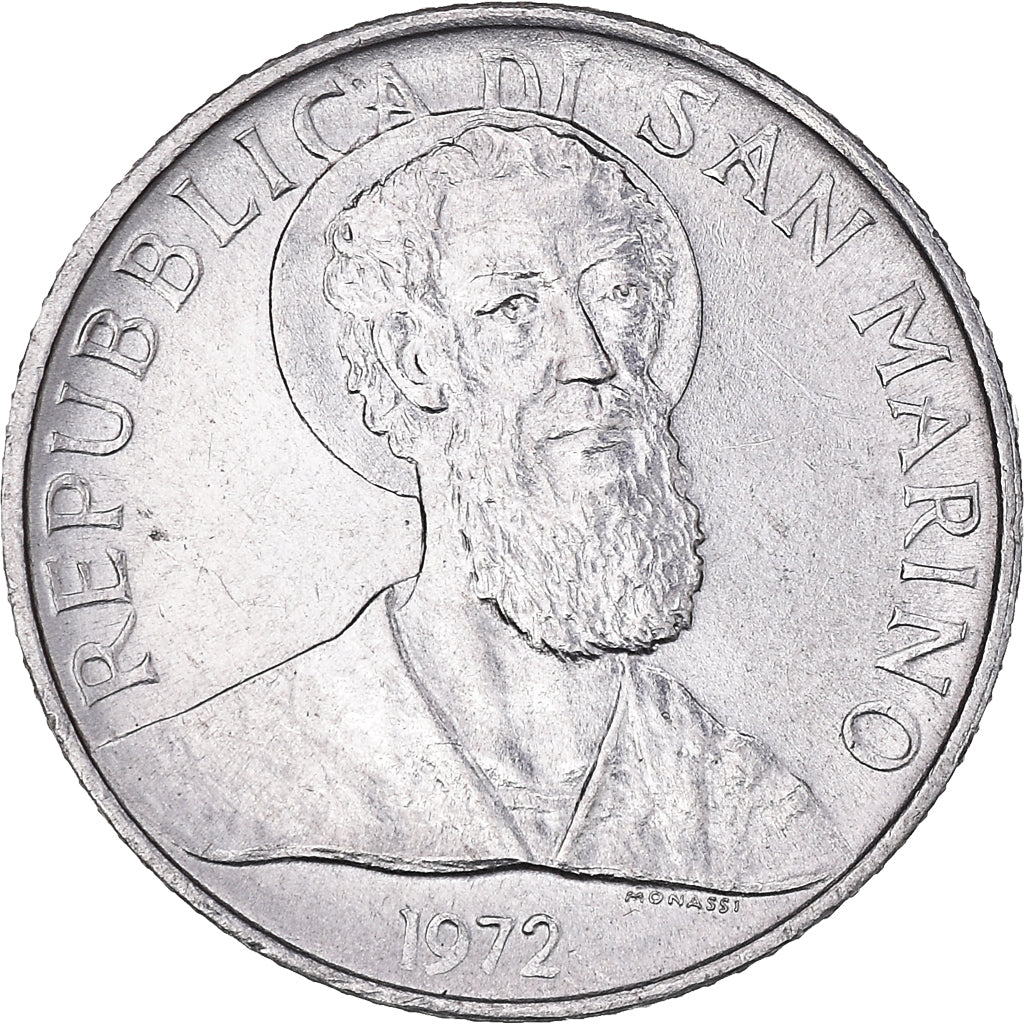 Coin, San Marino, 2 Lire, 1972, Rome, VF(30-35), Aluminum, KM:15