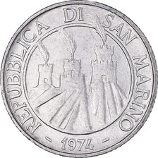 Coin, San Marino, 2 Lire, 1974, Rome, AU(50-53), Aluminum, KM:31