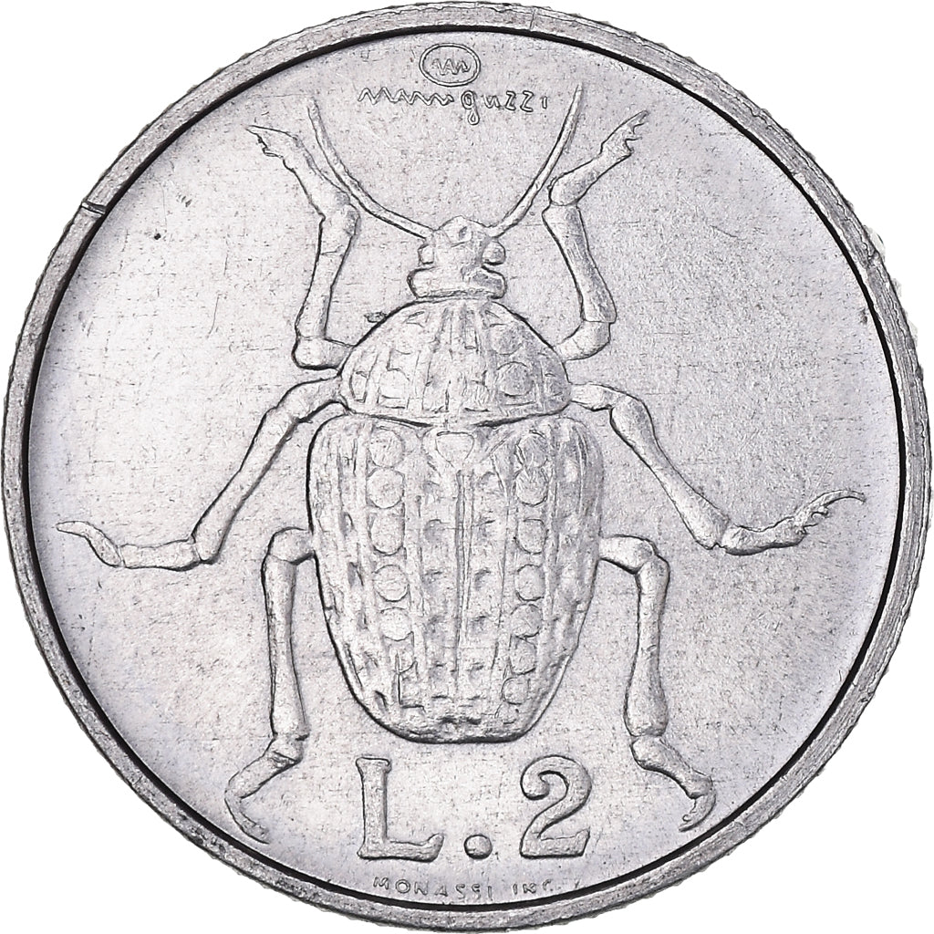 Coin, San Marino, 2 Lire, 1974, Rome, AU(50-53), Aluminum, KM:31