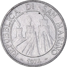 Coin, San Marino, 2 Lire, 1974, Rome, EF(40-45), Aluminum, KM:31