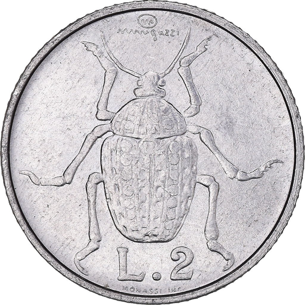 Coin, San Marino, 2 Lire, 1974, Rome, EF(40-45), Aluminum, KM:31