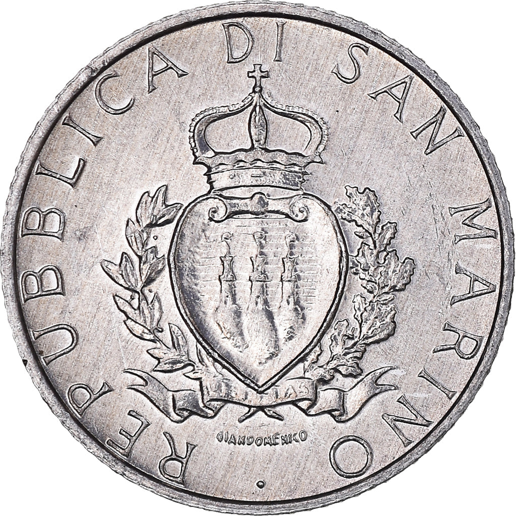 Coin, San Marino, 2 Lire, 1987, Rome, AU(50-53), Aluminum, KM:202