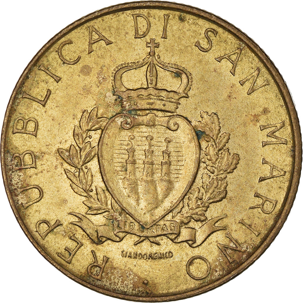 Coin, San Marino, 200 Lire, 1987, VF(20-25), Aluminum-Bronze, KM:208