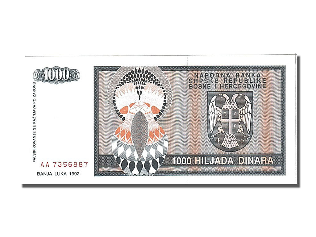 Bosnie Herzegovine, 1000 Dinara type 1992-93