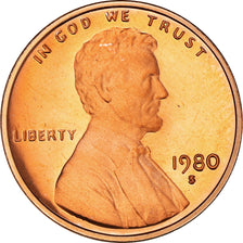 Coin, United States, Lincoln Cent, Cent, 1980, U.S. Mint, San Francisco, FDC.BE