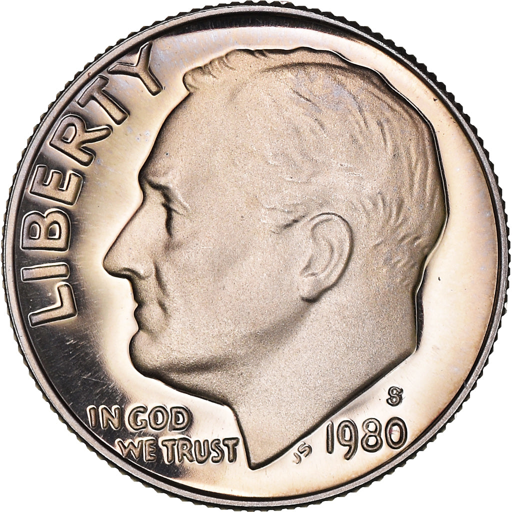 Münze, Vereinigte Staaten, Roosevelt Dime, Dime, 1980, U.S. Mint, San