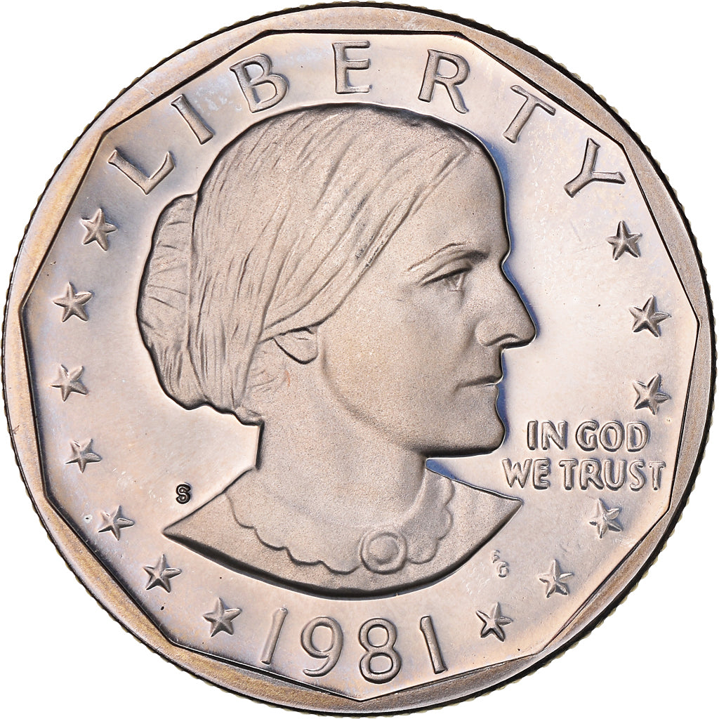 Coin, United States, Susan B. Anthony Dollar, Dollar, 1981, U.S. Mint, San