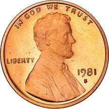 Coin, United States, Lincoln Cent, Cent, 1981, U.S. Mint, San Francisco, FDC.BE