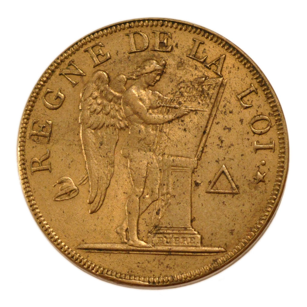 FRANCE, 2 Sols, 1793, Paris, AU(55-58), Bronze, Brandon #76, 18.42