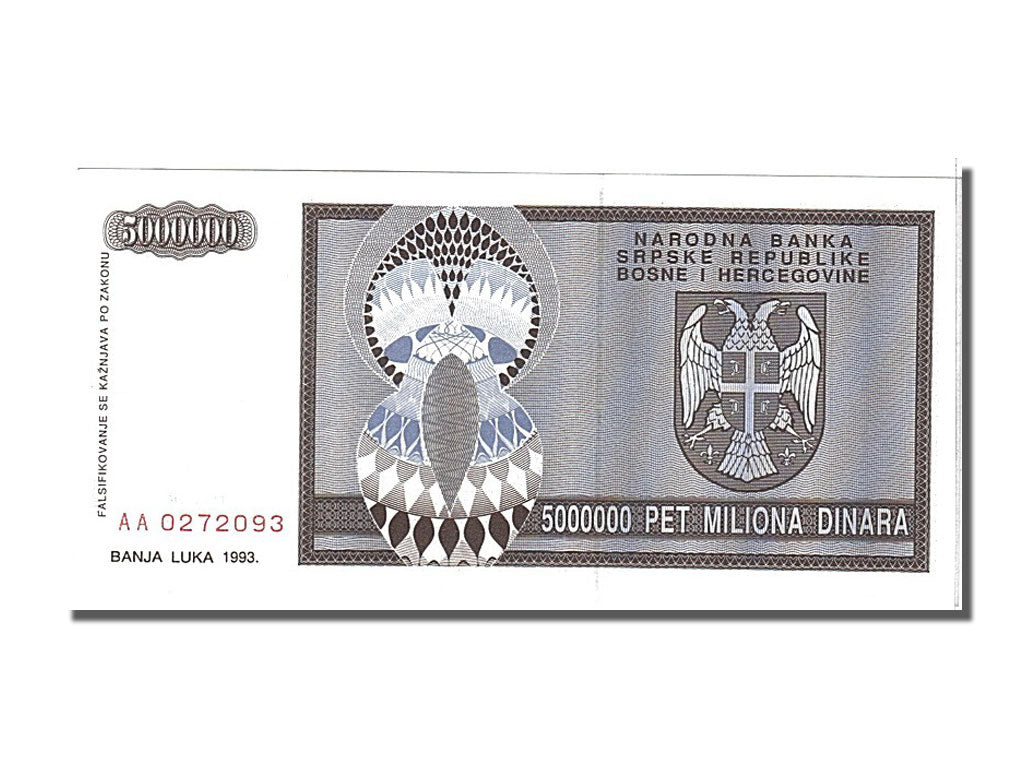 Bosnie Herzegovine, 5 000 000 Dinara type 1992-93