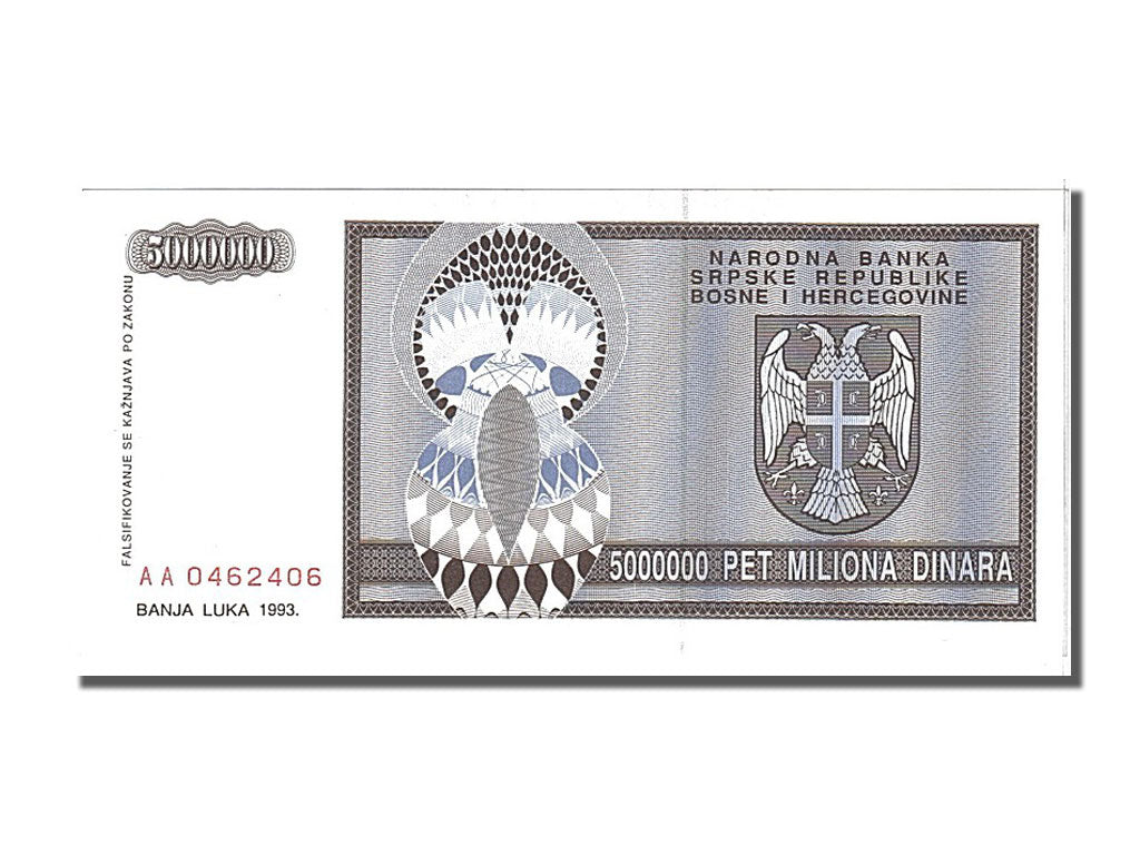 Bosnie Herzegovine, 5 000 000 Dinara type 1992-93