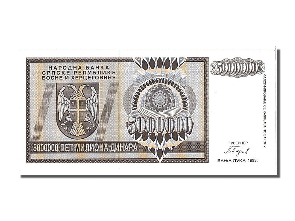 Bosnie Herzegovine, 5 000 000 Dinara type 1992-93