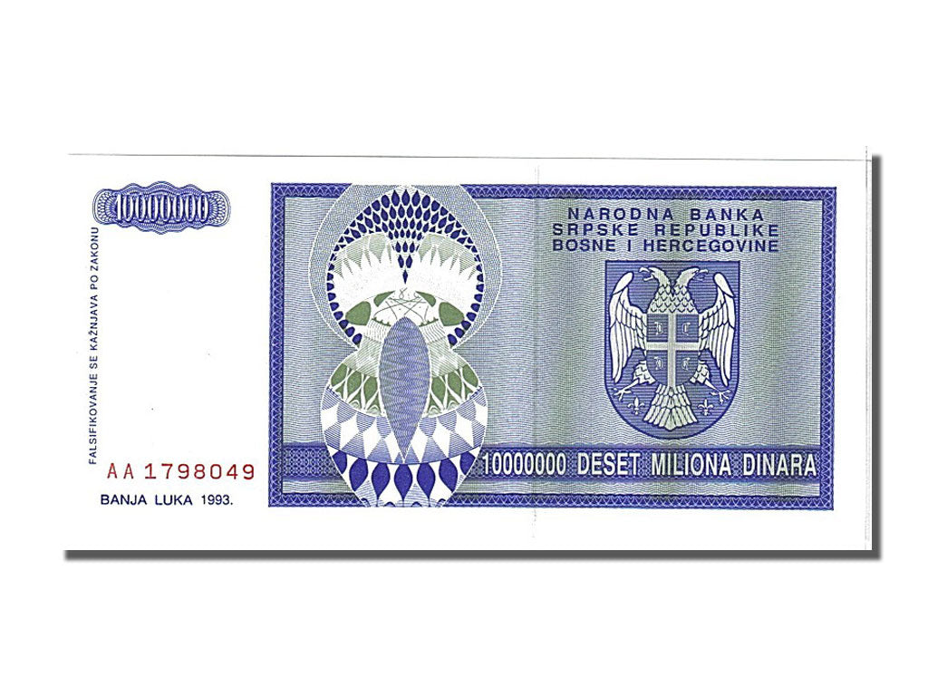 Banknote, Bosnia - Herzegovina, 10 Million Dinara, 1993, UNC(65-70)