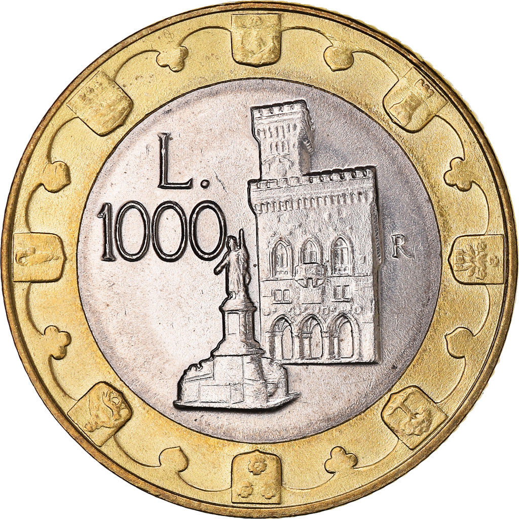 Moeda, San Marino, 1000 Lire, 1997, Rome, AU(55-58), Bimetálico, KM:368