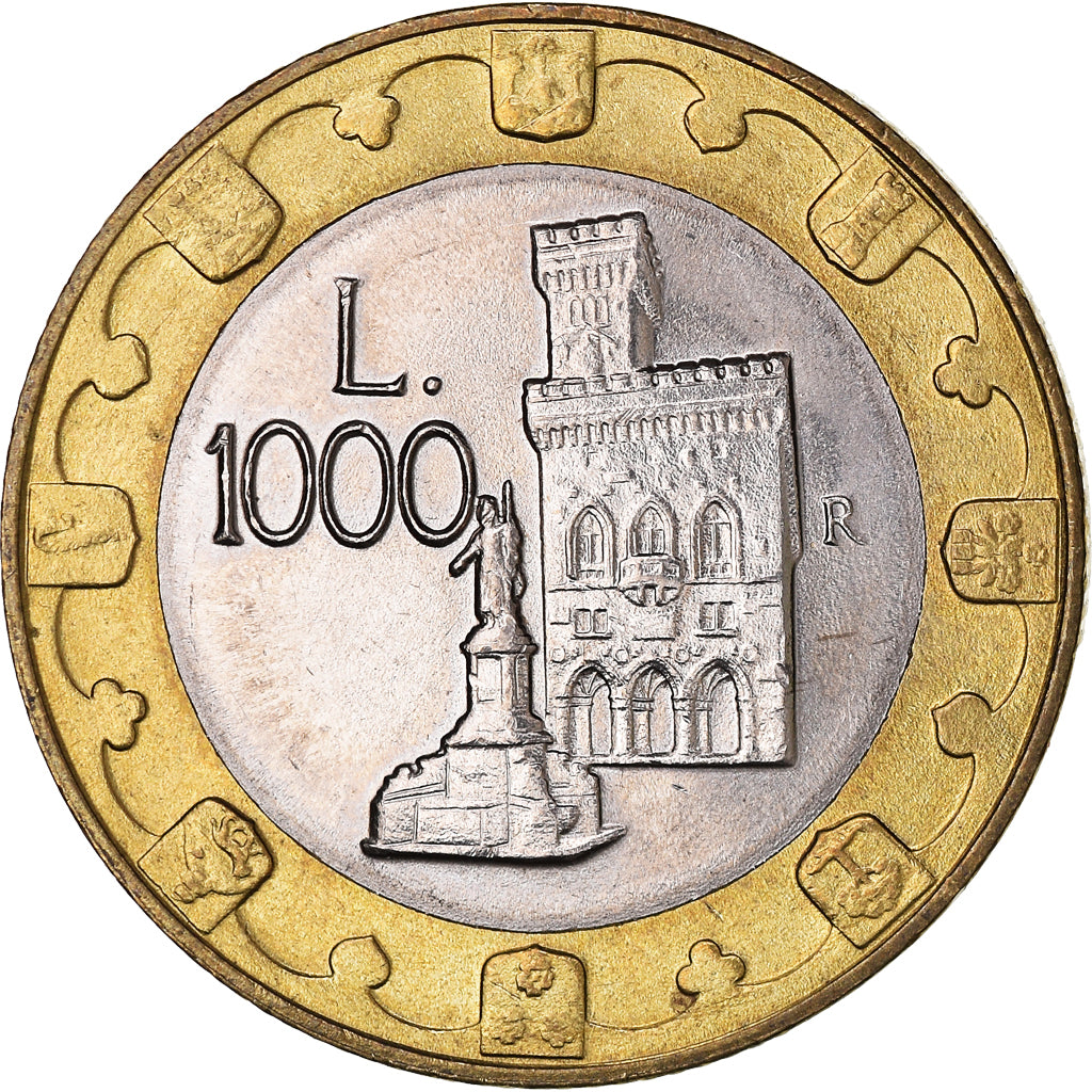 Moneda, San Marino, 1000 Lire, 1997, Rome, MBC+, Bimetálico, KM:368