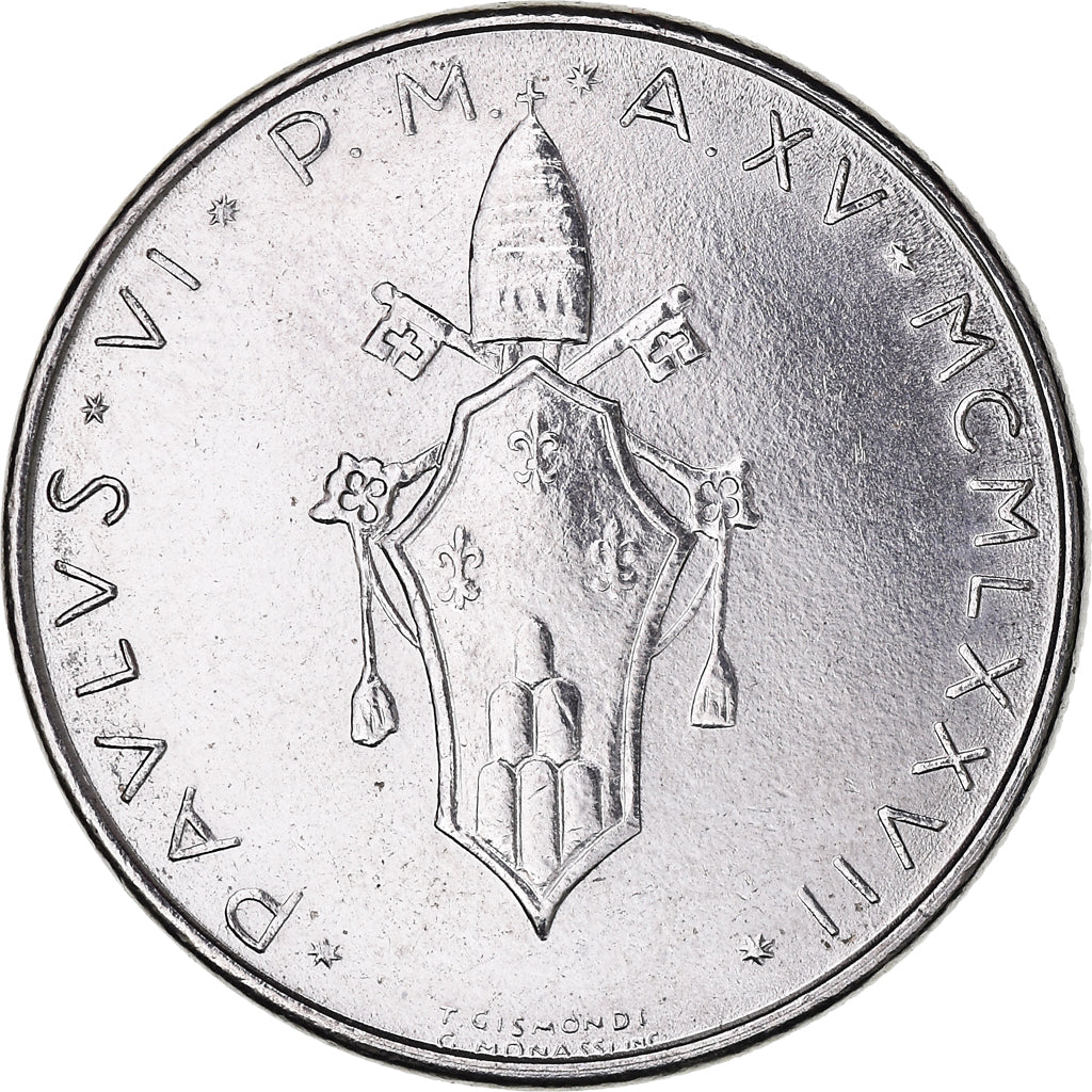 Münze, Vatikanstadt, Paul VI, 50 Lire, 1977, Roma, STGL, Stainless Steel