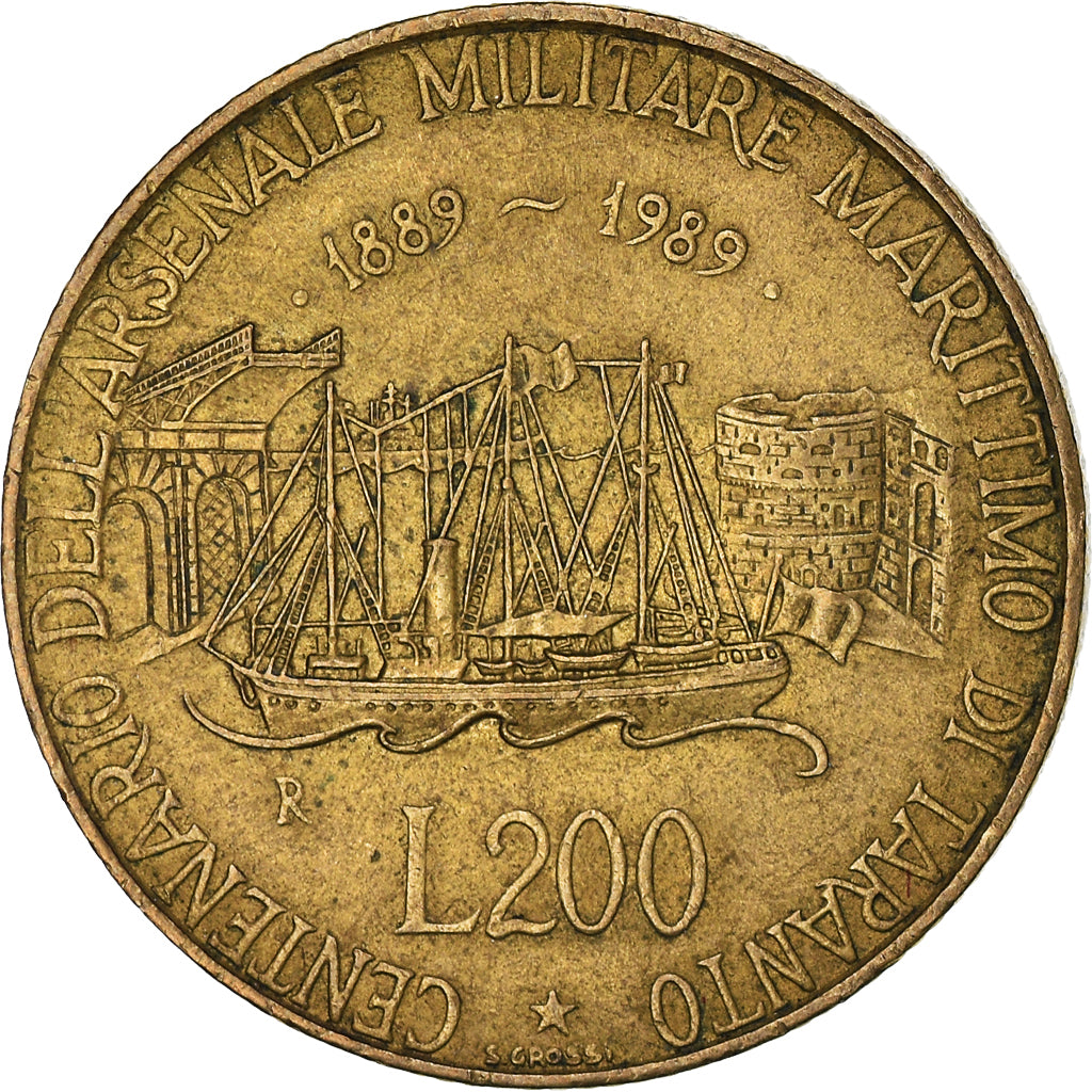 Coin, Italy, 200 Lire, 1989, Rome, VF(20-25), Aluminum-Bronze, KM:130