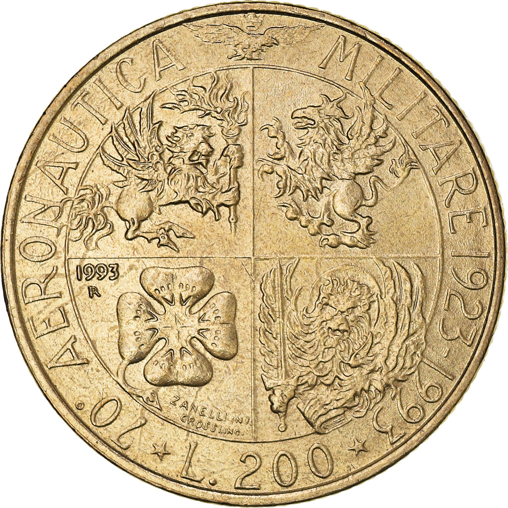 Munten, Italië, 70th Anniversary of Military Aviation, 200 Lire, 1993, Rome
