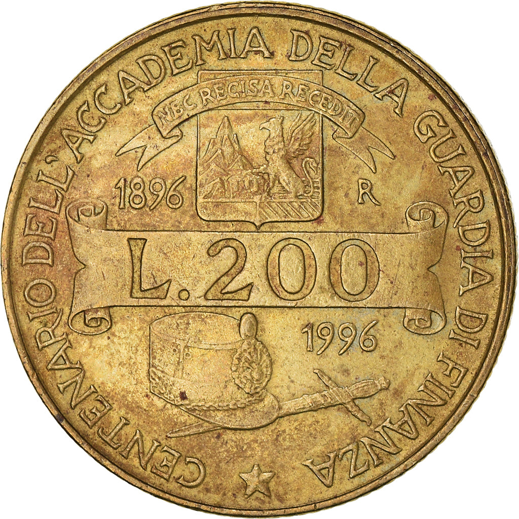 Coin, Italy, 200 Lire, 1996, Rome, VF(30-35), Aluminum-Bronze, KM:184