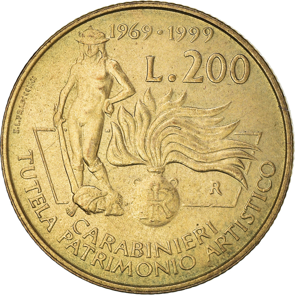 Coin, Italy, 200 Lire, 1999, Rome, EF(40-45), Aluminum-Bronze, KM:218