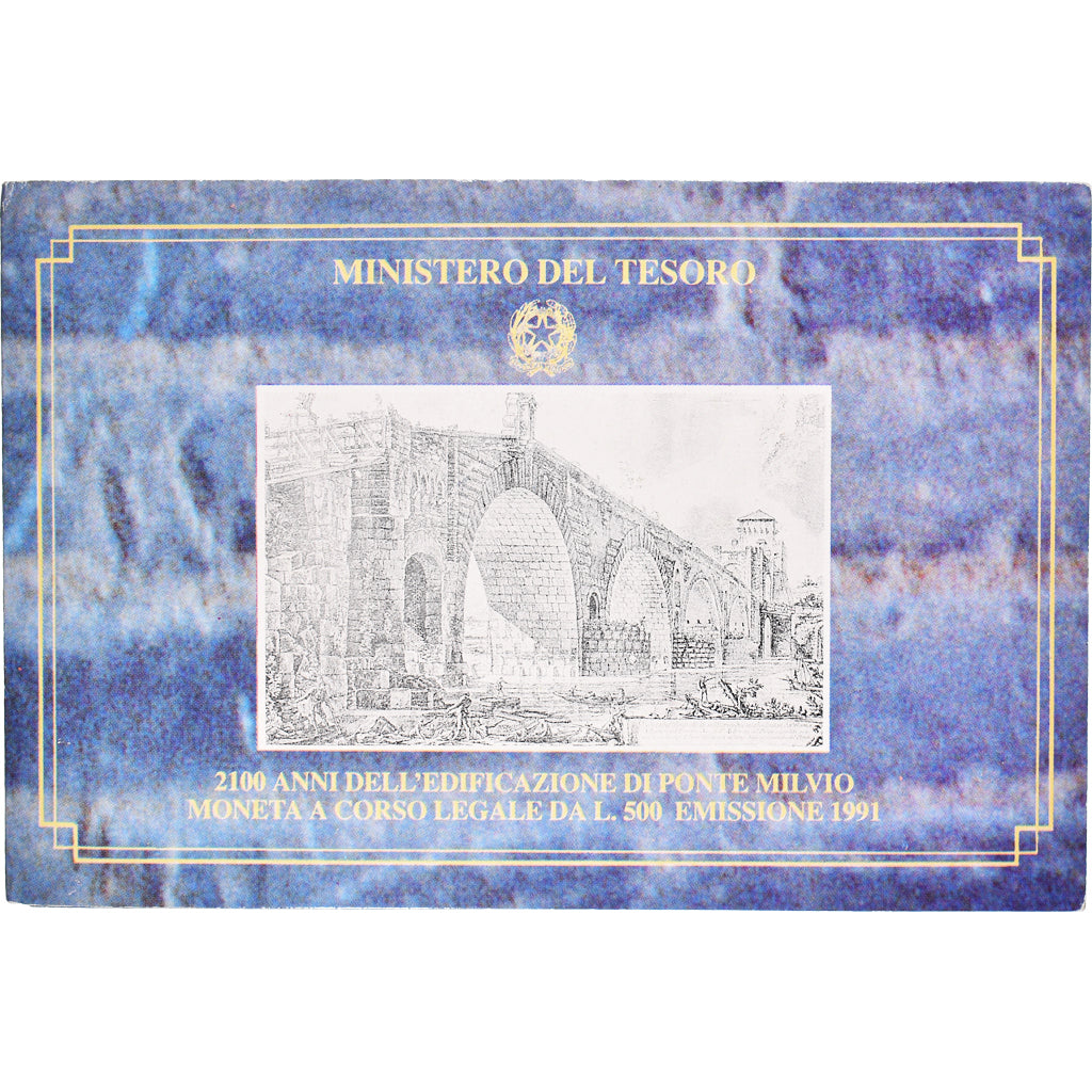 Coin, Italy, 2100ème anniversaire - Pont Milvius, 500 Lire, 1991, BU