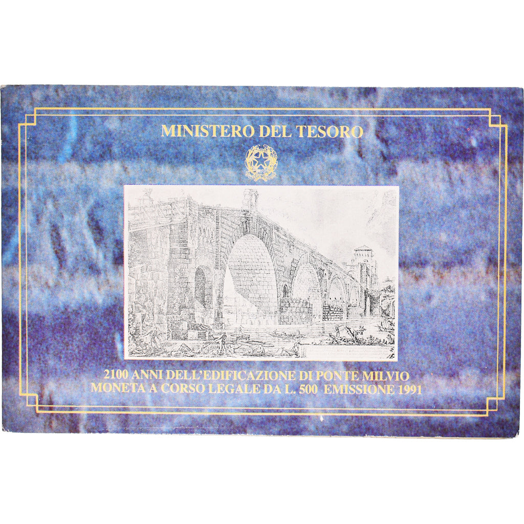 Monnaie, Italie, 2100ème anniversaire - Pont Milvius, 500 Lire, 1991, BU, FDC