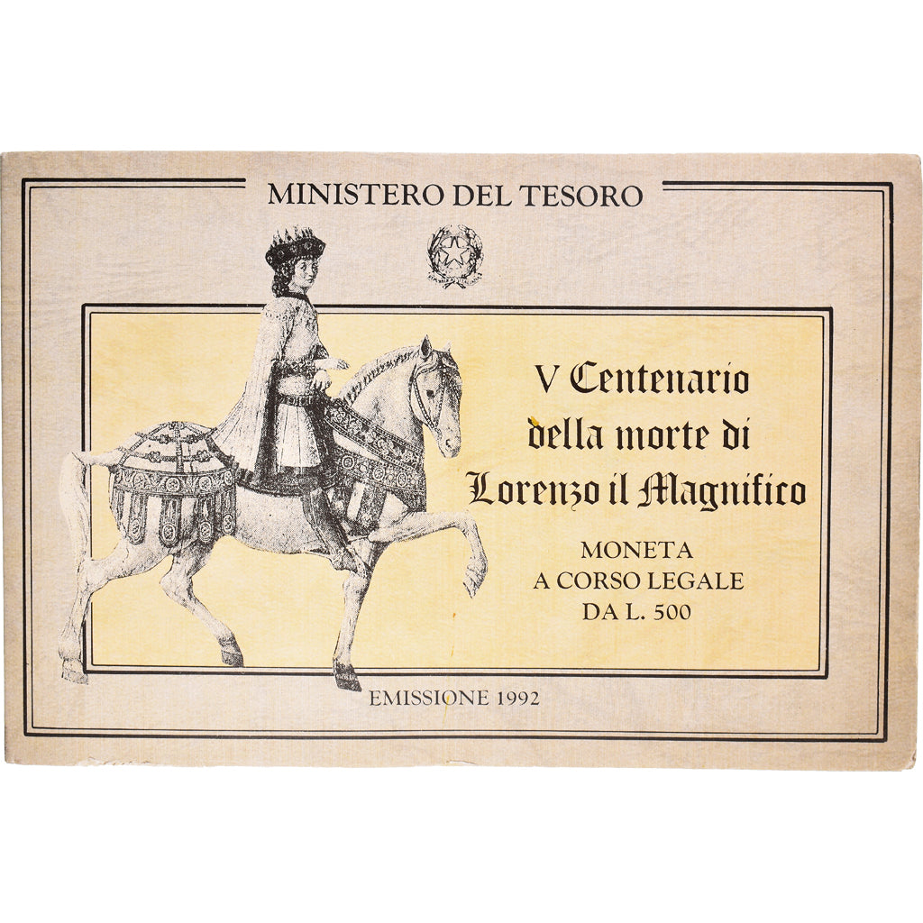 Coin, Italy, Lorenzo il Magnifico, 500 Lire, 1992, BU, MS(65-70), Silver, KM:149
