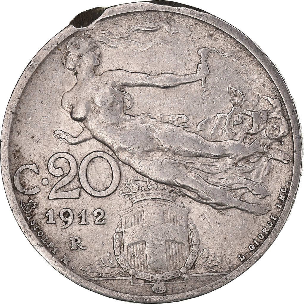 Moneta, Italia, Vittorio Emanuele III, 20 Centesimi, 1912, Rome, MB, Nichel