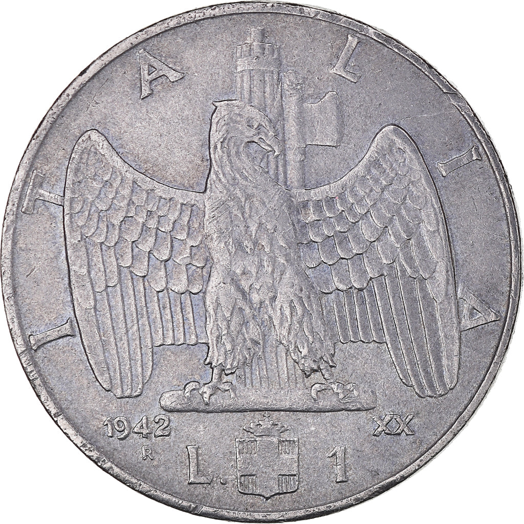 Moneta, Włochy, Vittorio Emanuele III, Lira, 1942, Rome, VF(20-25), Stal