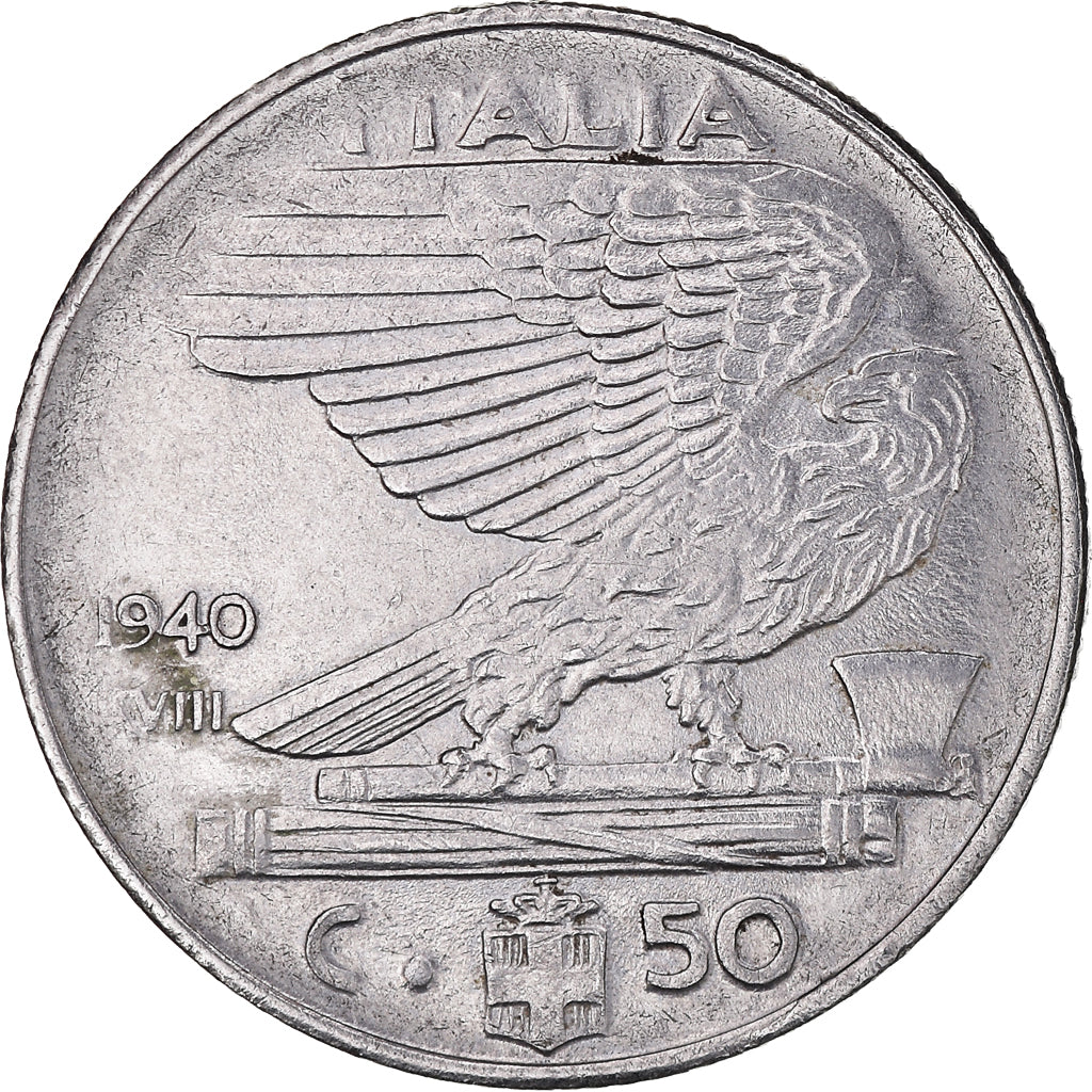 Moneda, Italia, Vittorio Emanuele III, 50 Centesimi, 1940, Rome, MBC, Acero