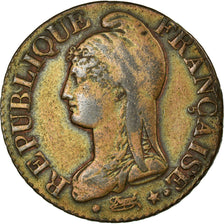 França, 5 Centimes, Dupré, AN 9, Geneva, Bronze, EF(40-45), Gadoury:126b