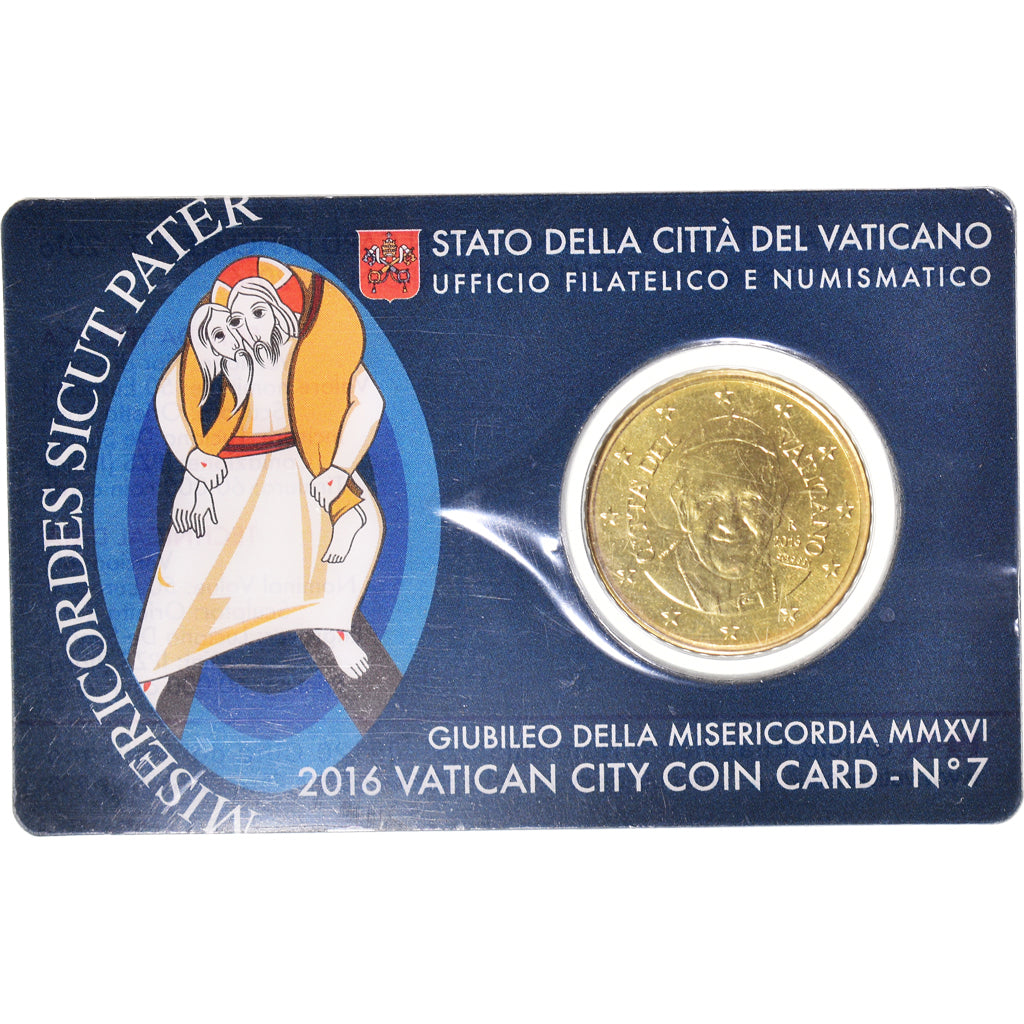 VATICAN CITY, 50 Euro Cent, 2016, Rome, Coin card, MS(65-70), Brass