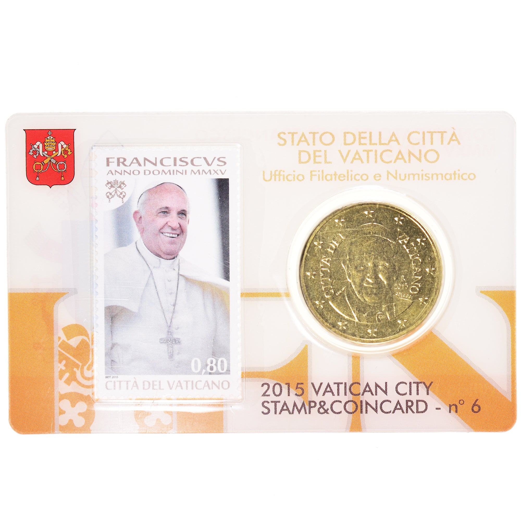 VATICAN CITY, 50 Euro Cent, 2015, Rome, N°6.FDC., MS(65-70), Brass