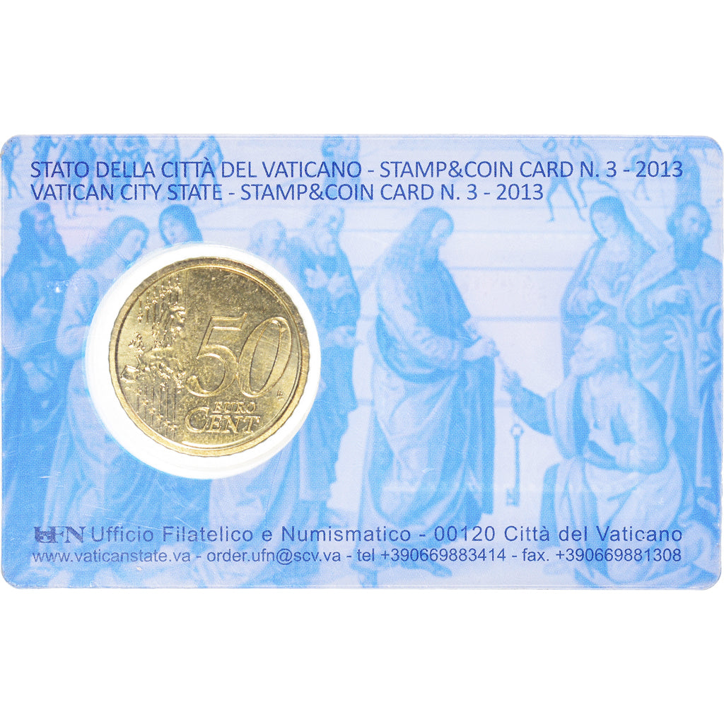 VATICAN CITY, 50 Euro Cent, Coin-Card Stamp 3, 2013, Rome, FDC, MS(65-70)