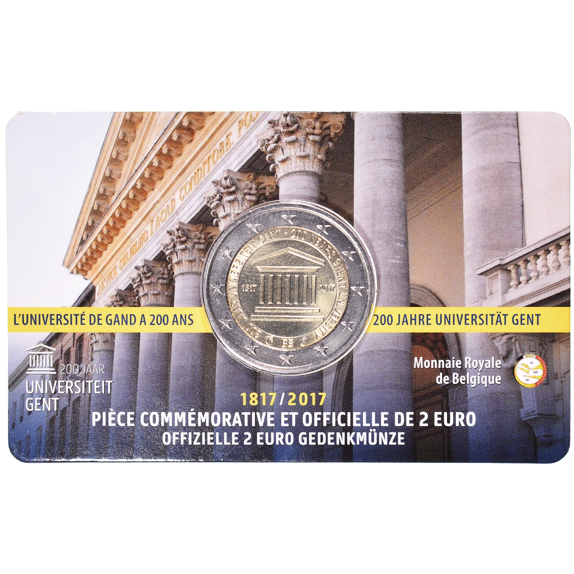Belgien, 2 Euro, 200 years of the University of Ghent, 2017, Dutch Text, STGL