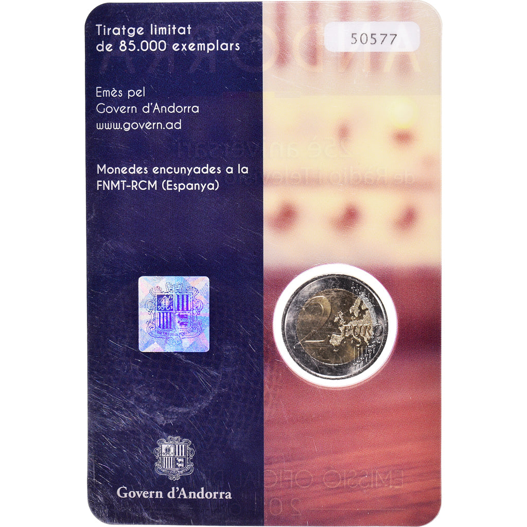 Andorra, 2 Euro, Radio et Télévision, 2016, BU, MS(65-70), Bi-Metallic