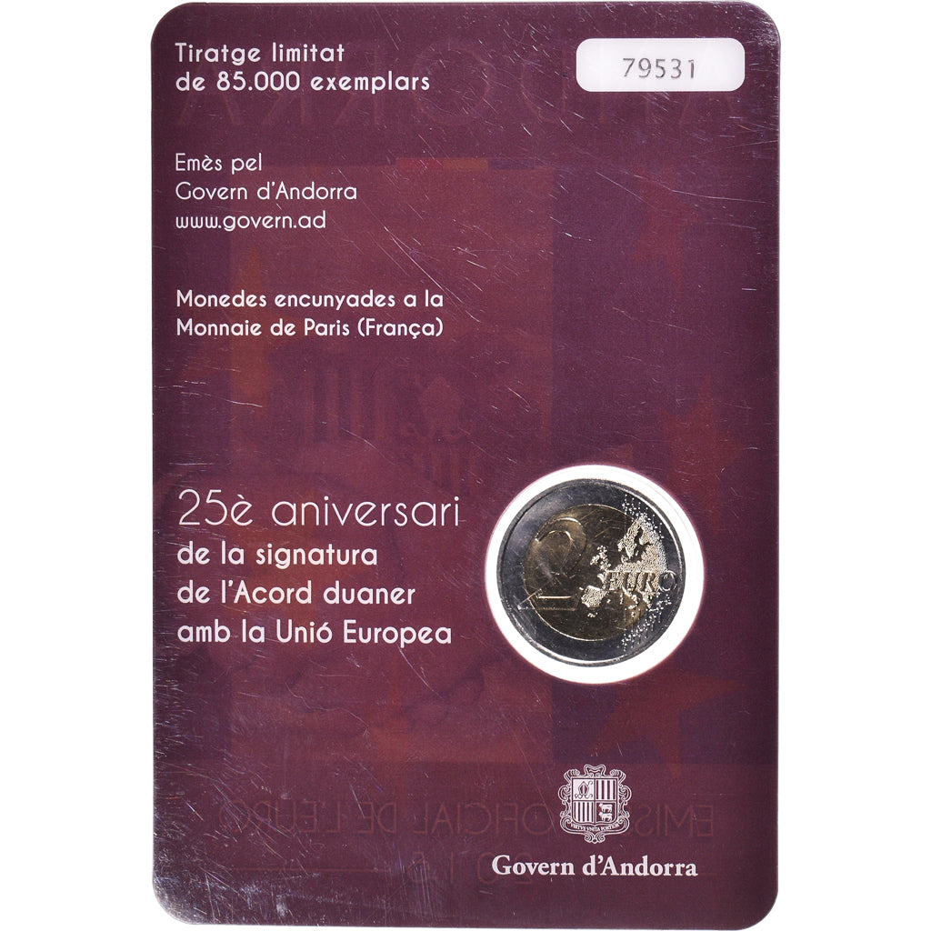 Andorra, 2 Euro, Customs Agreement with the European Union, 2015, BU, MS(65-70)