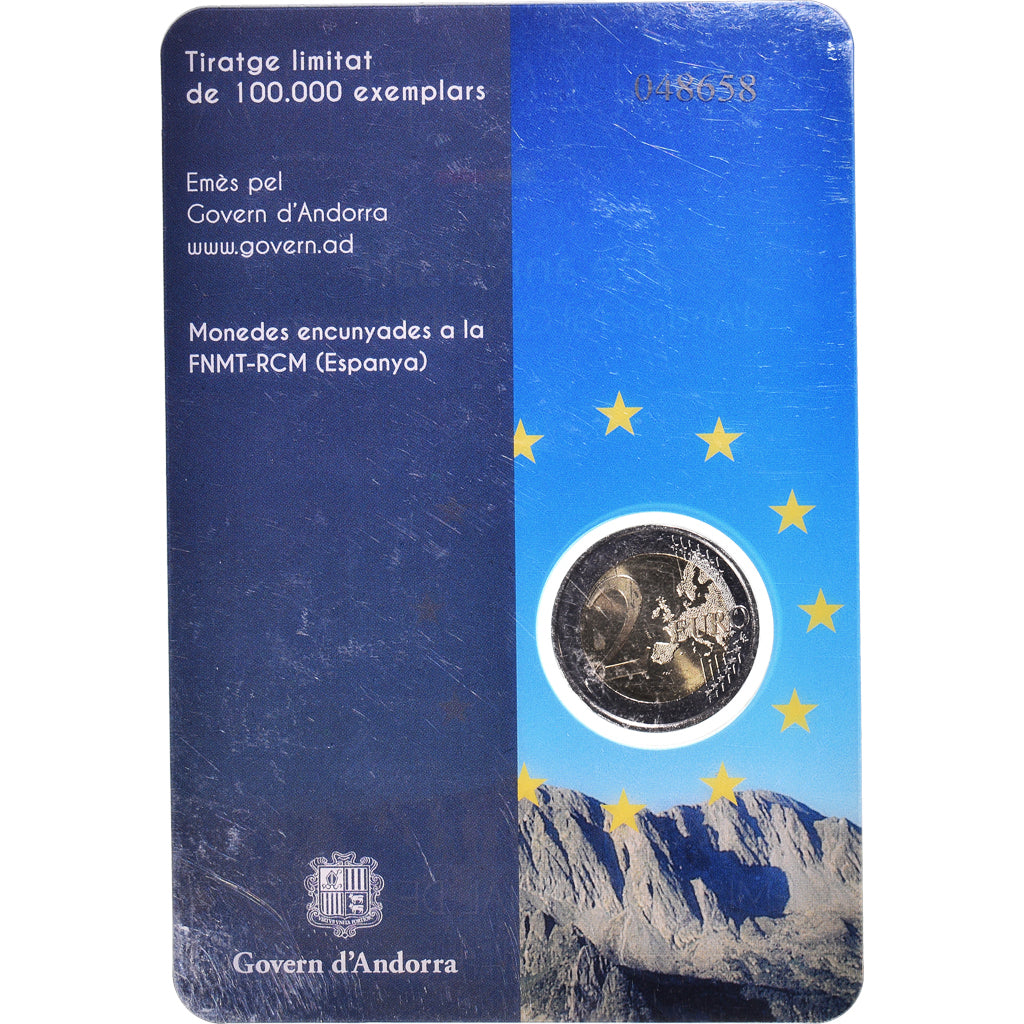 Andorra, 2 Euro, 20th anniversary, 2014, Paris, BU, MS(65-70), Bi-Metallic
