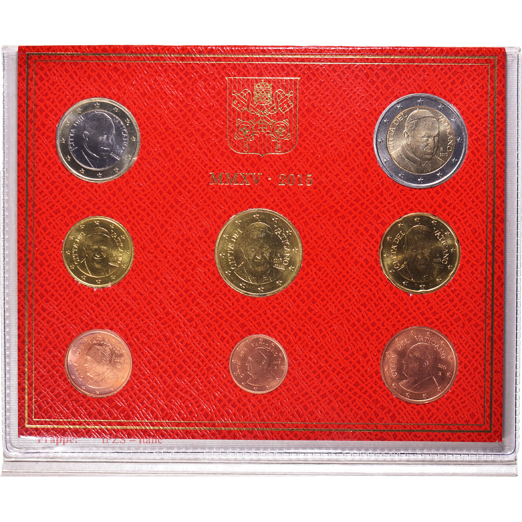 Vatican, 1 Cent to 2 Euro, 2015, BU, MS(65-70), Bi-Metallic